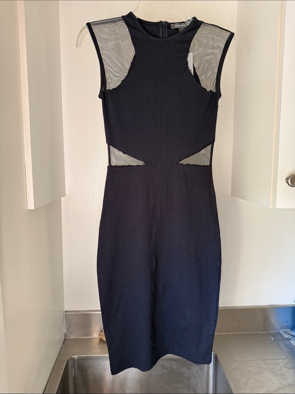Black Sheath Dress with Mesh Insets - Unknown Brand